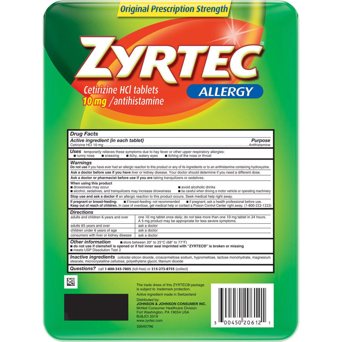 24 Hour Allergy Relief Tablets 10mg Cetirizine HCl 120 ct V45842