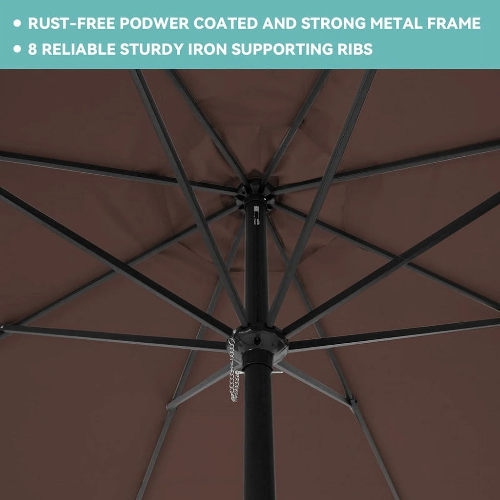 8 x 10 ft Outdoor Rectangular Patio Market Umbrella, Beige V6640