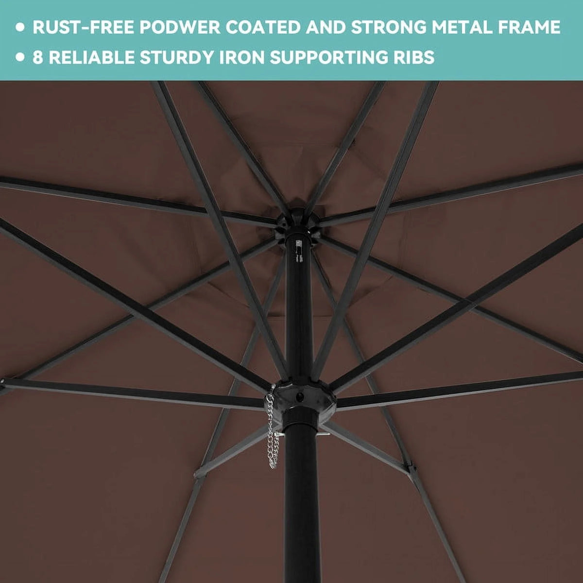 8 x 10 ft Outdoor Rectangular Patio Market Umbrella, Beige V6640