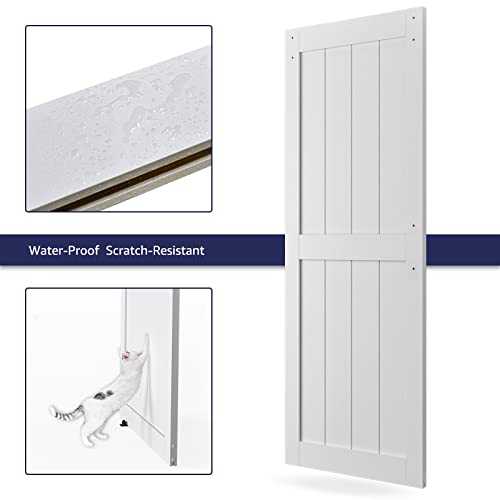 32in x 84in White MDF Sliding Barn Door with Hardware Kit Y482