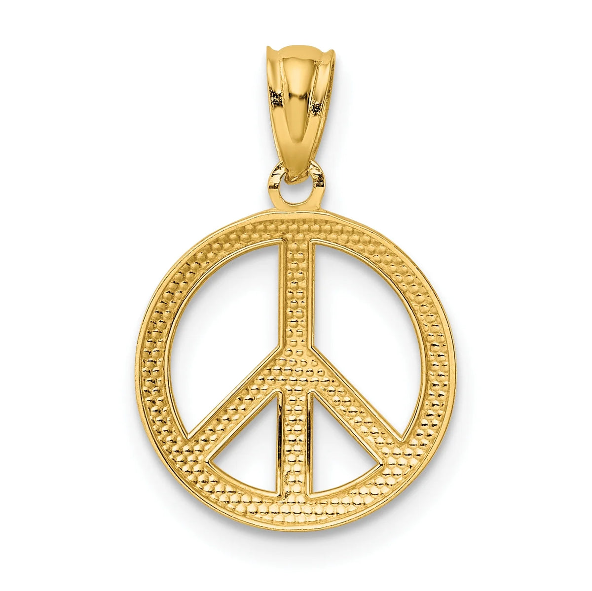 10K Yellow Gold Polished Peace Sign Circle Pendant Charm O544067