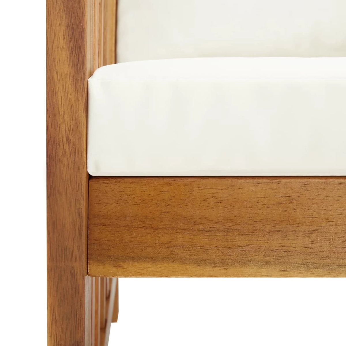 Cream White Cushion Acacia Wood Garden Bench A29478