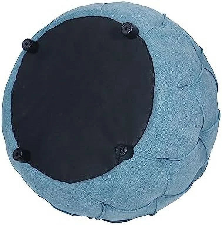 Blue Woven Round Tufted Ottoman Z581264
