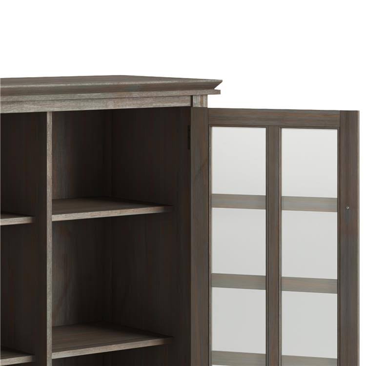 Solid Wood Storage Cabinet in Distressed Grey O6537