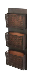 Metallic Black / Beige Wall Mounted 3 Pocket Letter Holder H17904