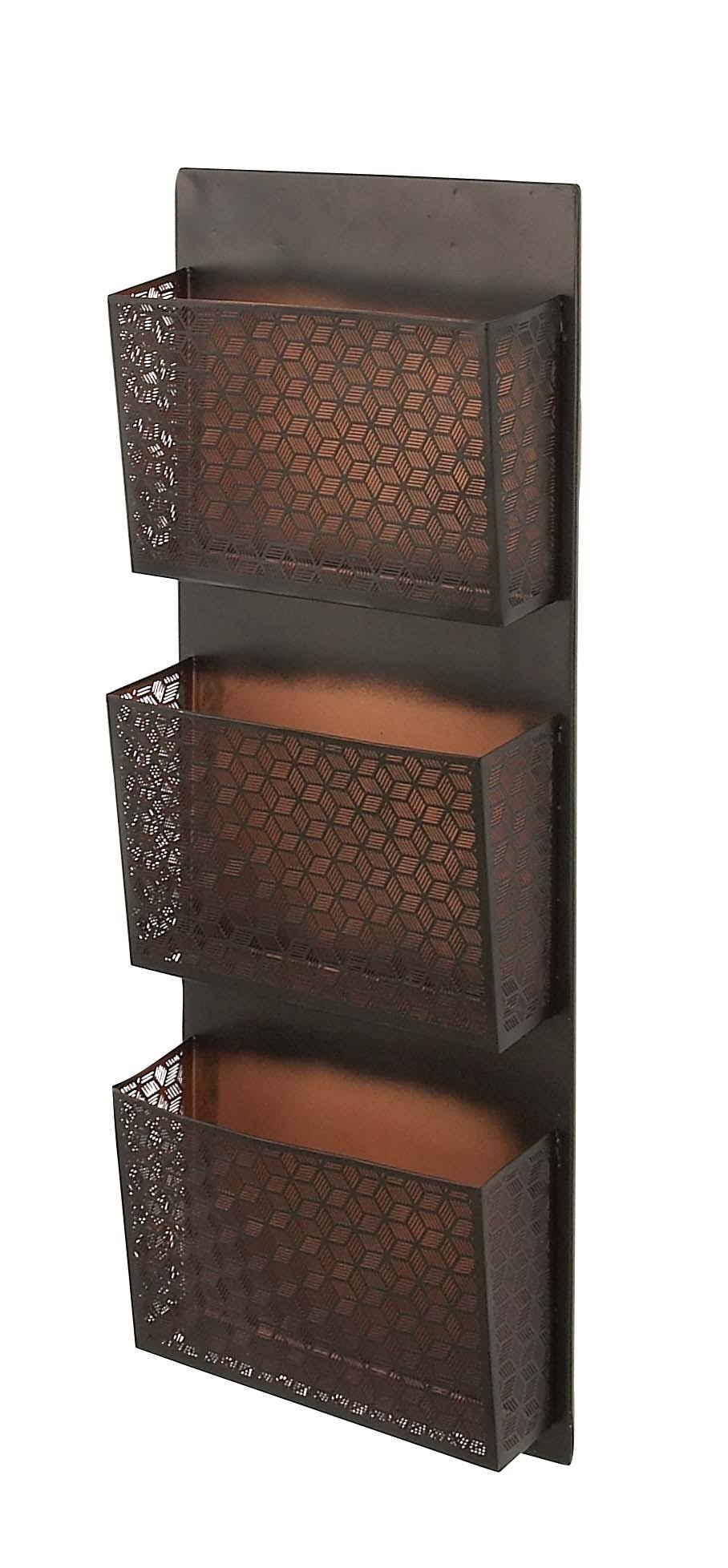 Metallic Black / Beige Wall Mounted 3 Pocket Letter Holder H17904