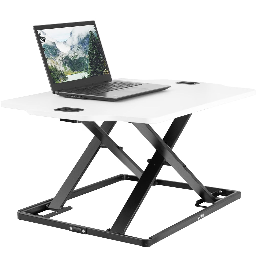 White Height Adjustable Standing Desk Monitor Riser G1559