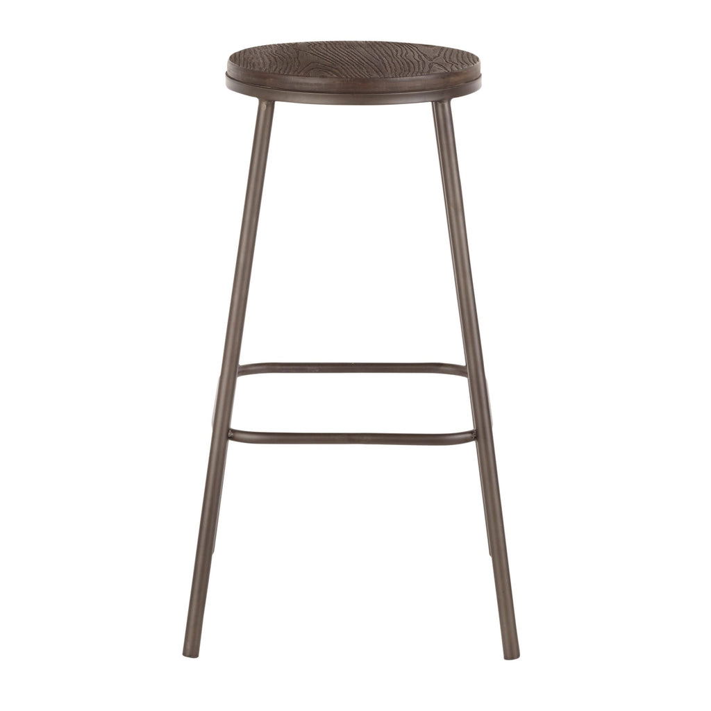 Industrial Round Bar Stool (Set of 2) Vintage White/Espresso Y1628