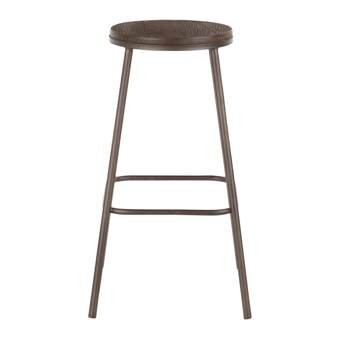 Industrial Round Bar Stool (Set of 2) Vintage White/Espresso Y1628