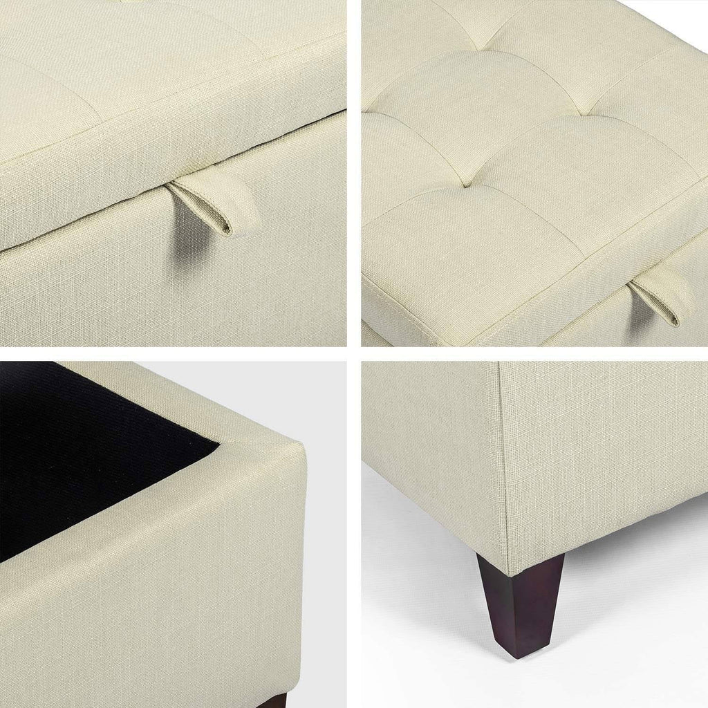 Square Fabric Storage Ottoman with Tufted Flip Top H91868