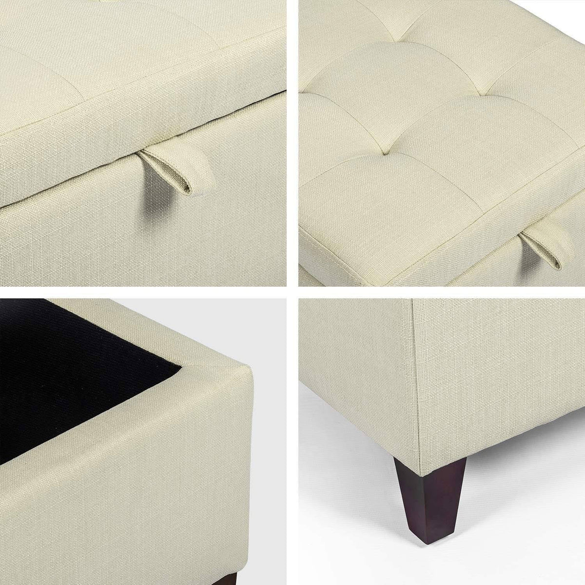 Square Fabric Storage Ottoman with Tufted Flip Top H91868