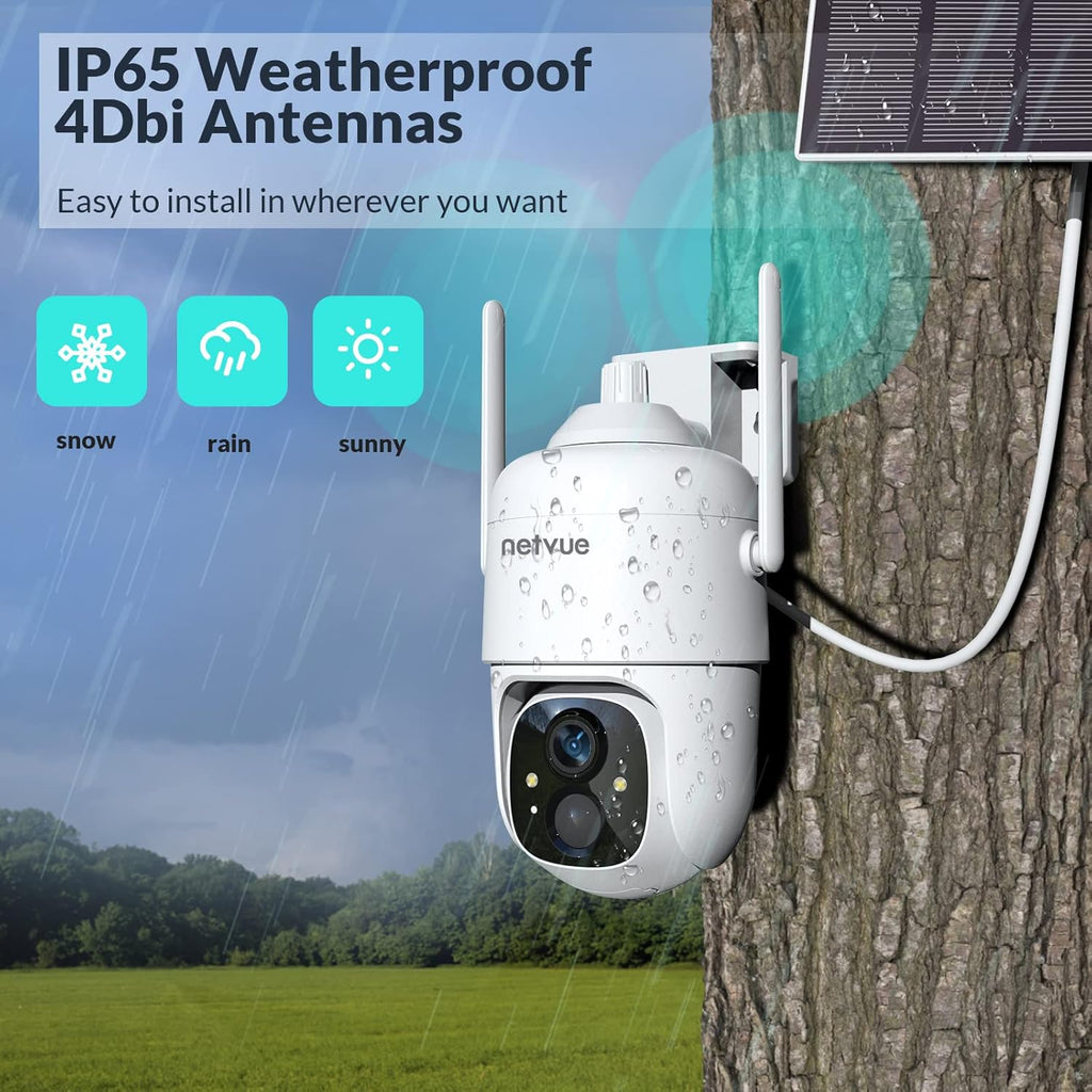 Wireless Outdoor WiFi Pan Tilt 360° Solar Rechargeable Battery Powered Security Camera C743