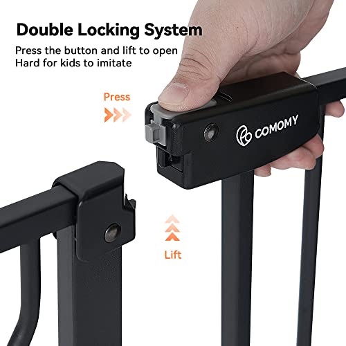 30" Tall Black Metal Baby Gate with Pet Door E716771