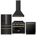 36 Dual Fuel Range, Range Hood, Refrigerator, Dishwasher in Black Stainless J3873
