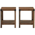 Rustic Oak End Tables with Lower Shelf Set of 2 F4441