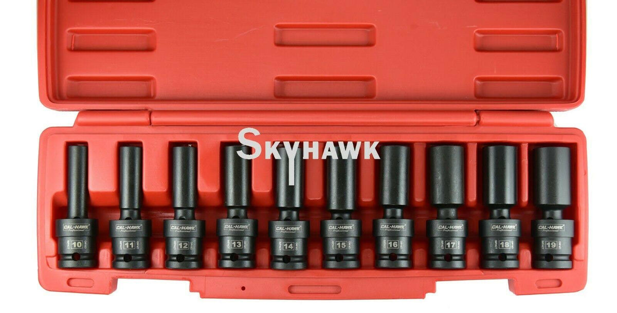 10 PC 1/2 Drive Universal Swivel Deep Impact Socket Set (Metric) Z286068