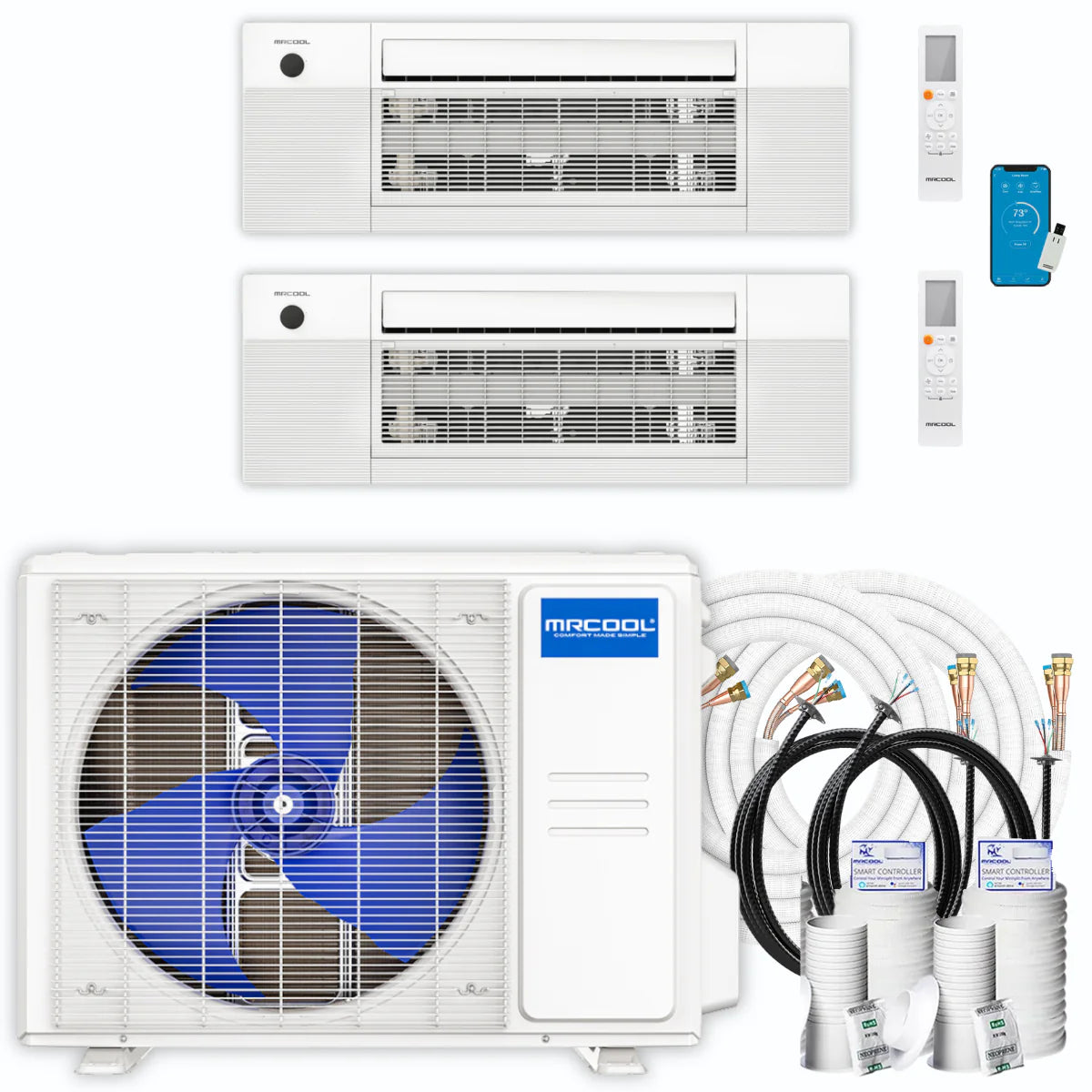21,000 BTU 2 Zone Ceiling Cassette Ductless Air Conditioner and Heat Pump W593300