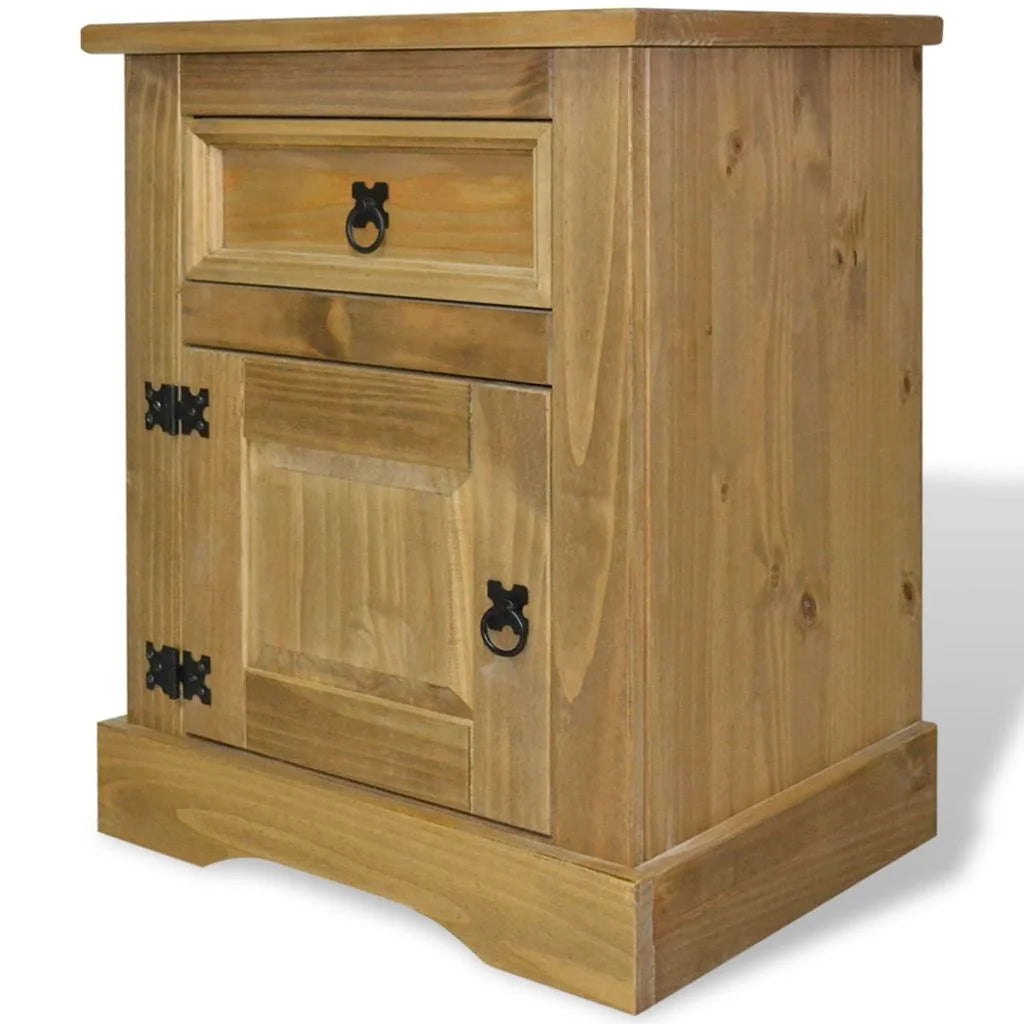 Rustic Wood Nightstand with Storage Drawer and Cabinet R2292