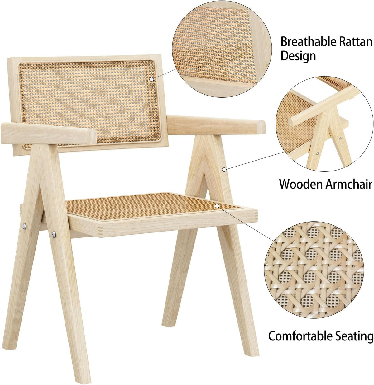 Rattan Dining Chair with Armrests B60322