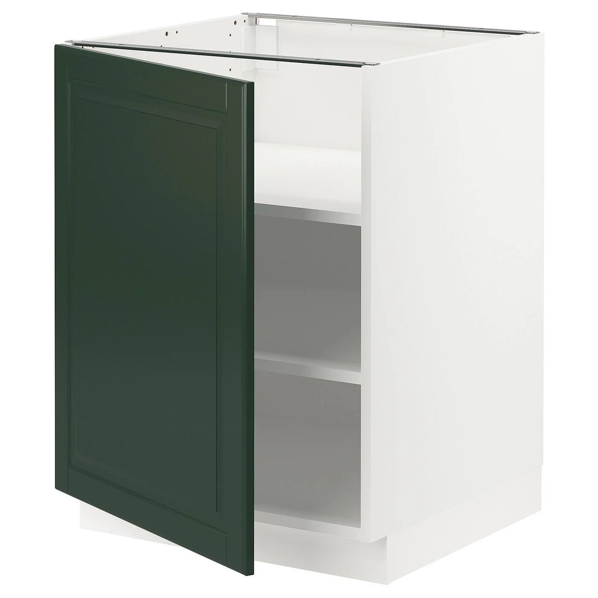 White Bodbyn Dark Green Base Cabinet with Shelves Q641