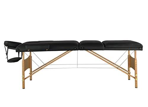 Black 3 Section Portable Massage Table with Carry Case T4550