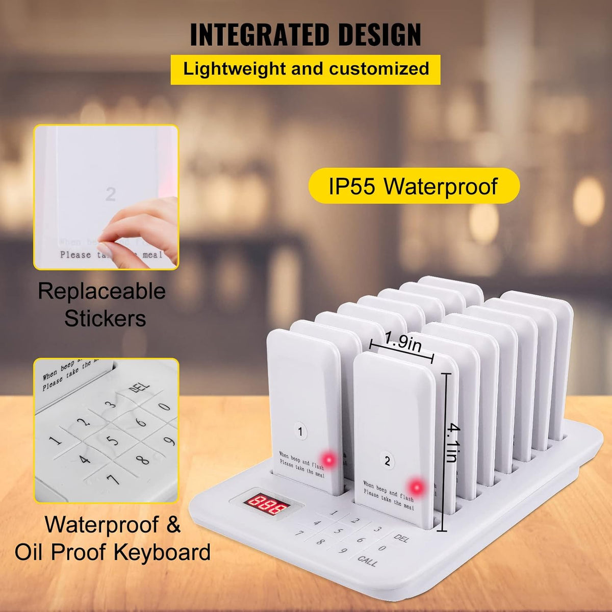 Wireless Paging Queuing Calling System with Vibration, Flashing and Buzzer R9163