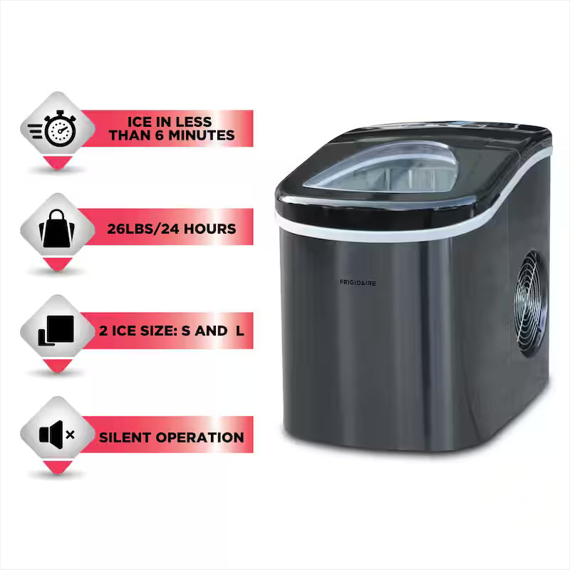 Portable Counter Top Ice Maker in Black Stainless V64099