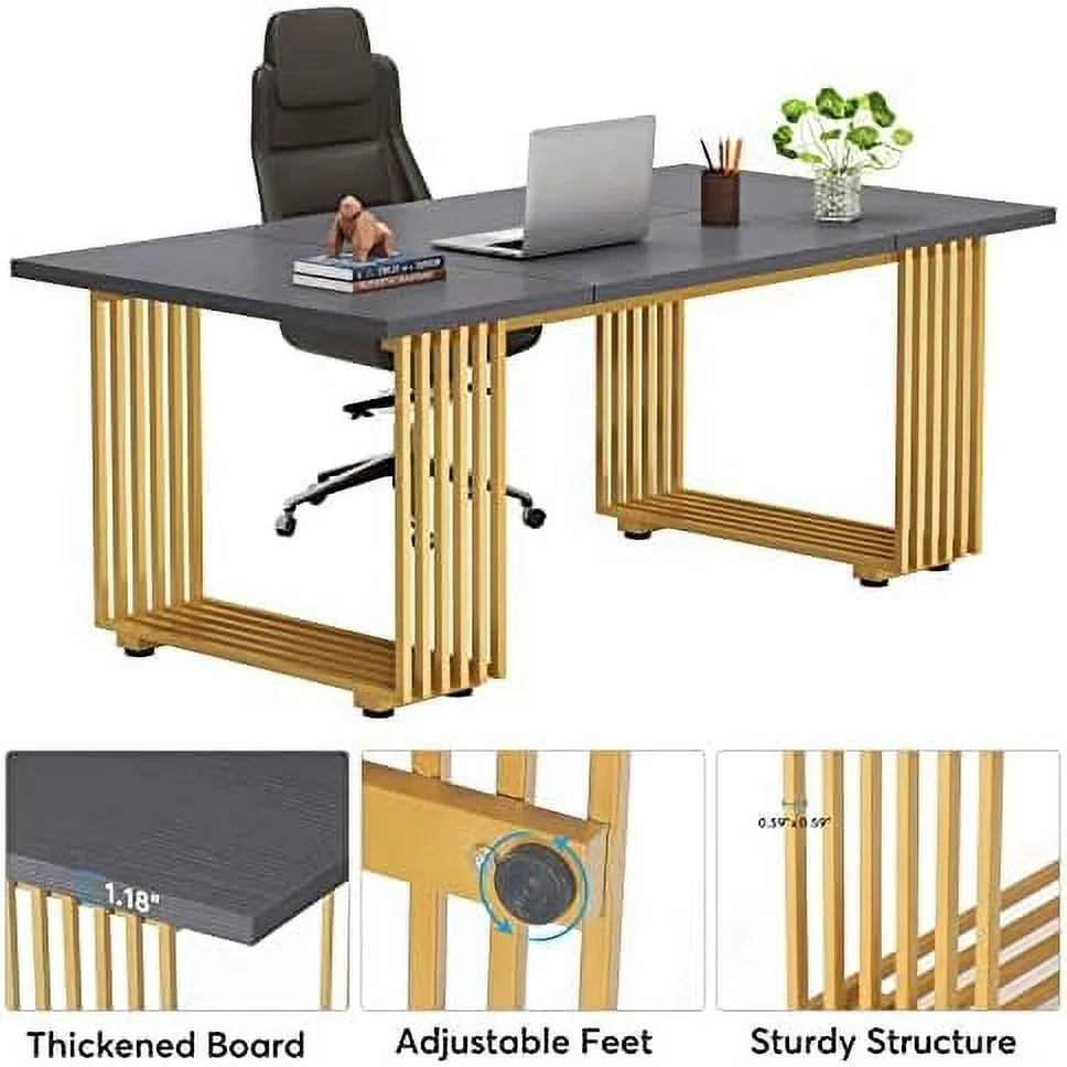 70.9" Wood Computer Desk with Black Metal Legs V94397