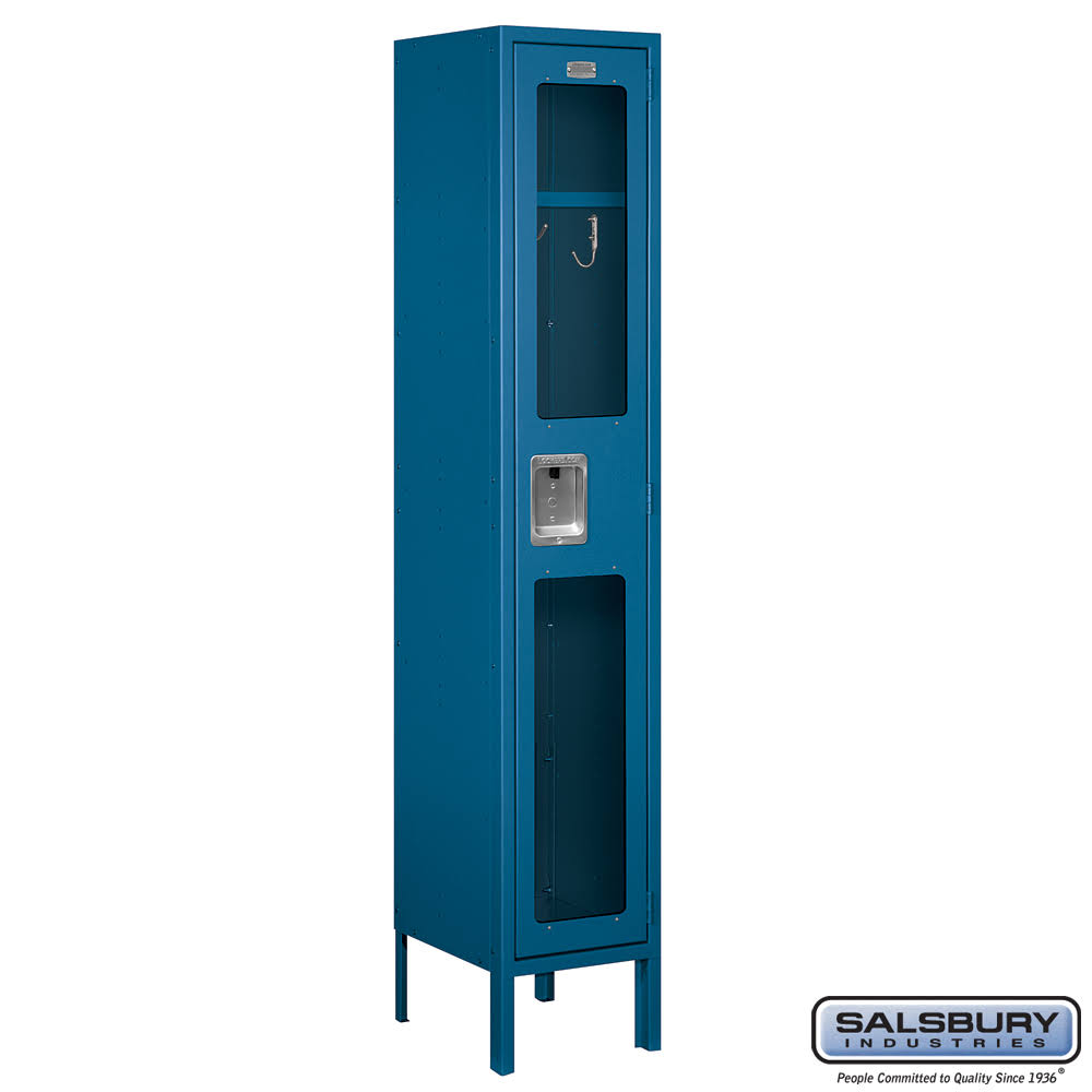 12x22 Wide Single Tier See-Through Metal Locker - Blue - Unassembled S88398
