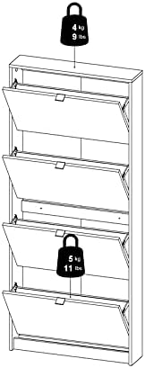 4 Drawer White Shoe Cabinet U4456