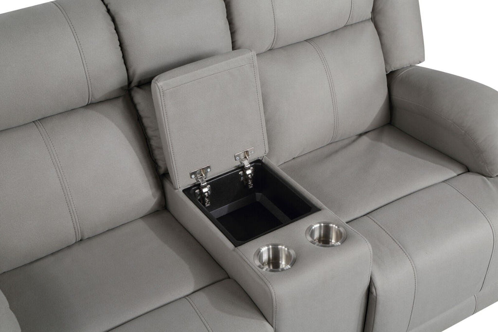 Gray Polished Microfiber Reclining Sofa Set 2pc D306486