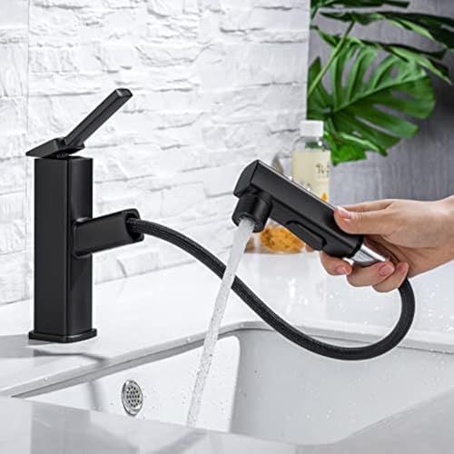 Single Hole Pull Out Bathroom Faucet with Rotating Spout X180