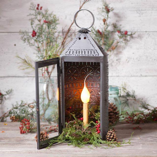 22 inch Glass Front Electric Candle Lantern S41194