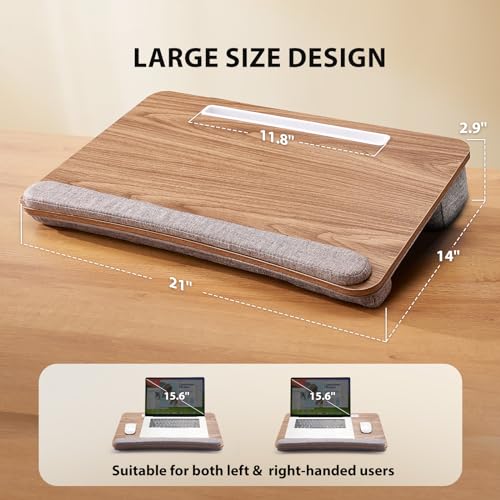 Brown Lap Desk with Cushion and Extra Storage Pocket W388498