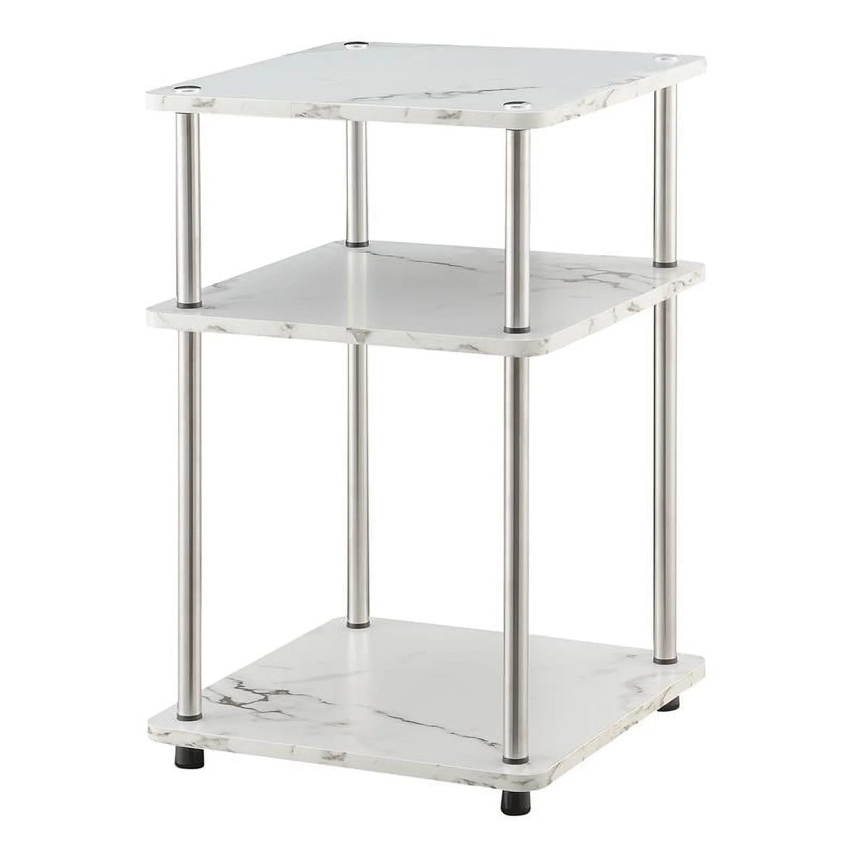 White Faux Marble Three-Tier End Table Set of 2 M4447