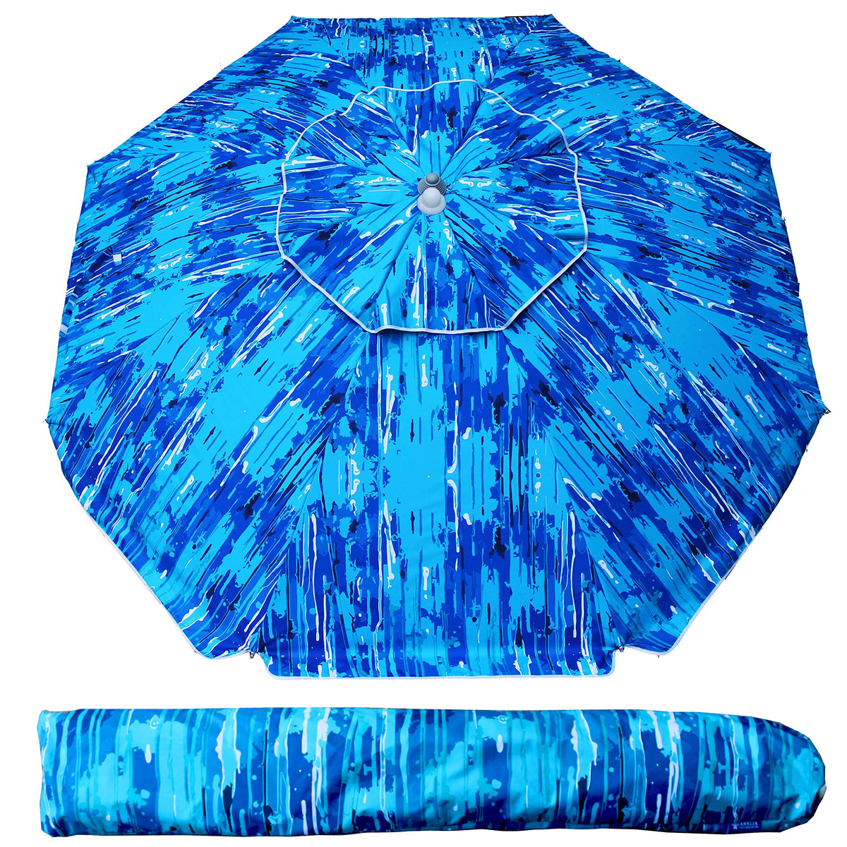 6.5ft Portable UV 50+ Beach Umbrella with Push Button Tilt and Carry Bag S9871