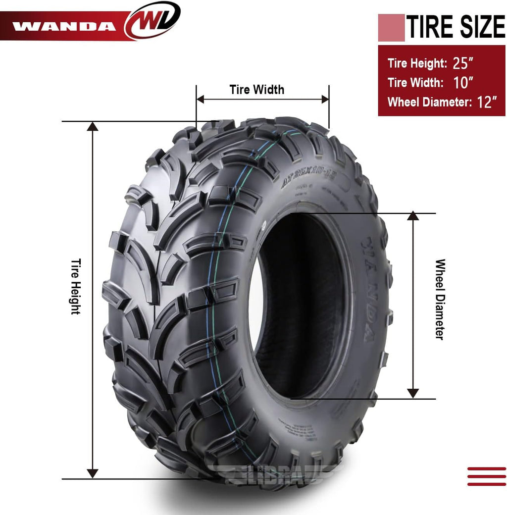 Set of 4 ATV UTV Tires 25x10-12 6PR E9815