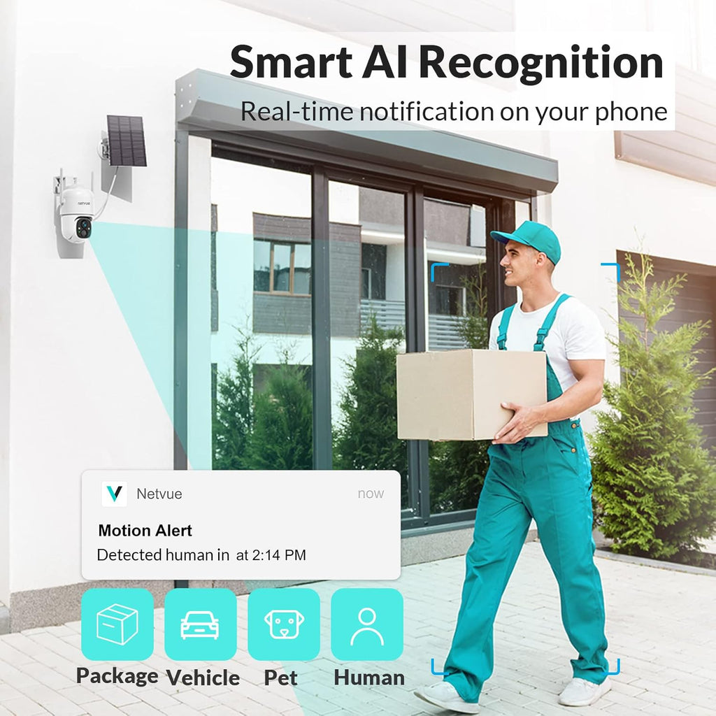 Wireless Outdoor WiFi Pan Tilt 360° Solar Rechargeable Battery Powered Security Camera C743