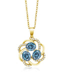 18K Yellow Gold Plated Oval Persian Blue Moissanite Pendant Necklace L107946