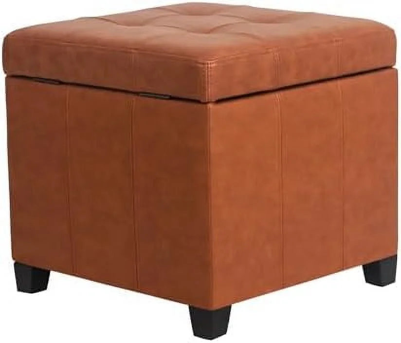 Square PU Leather Tufted Cube Ottoman O6068
