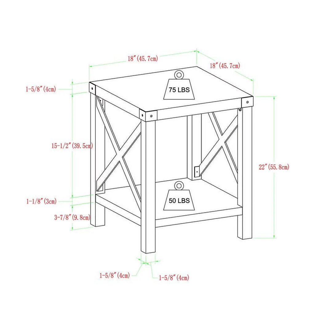 Rustic Oak End Tables with Lower Shelf Set of 2 F4441