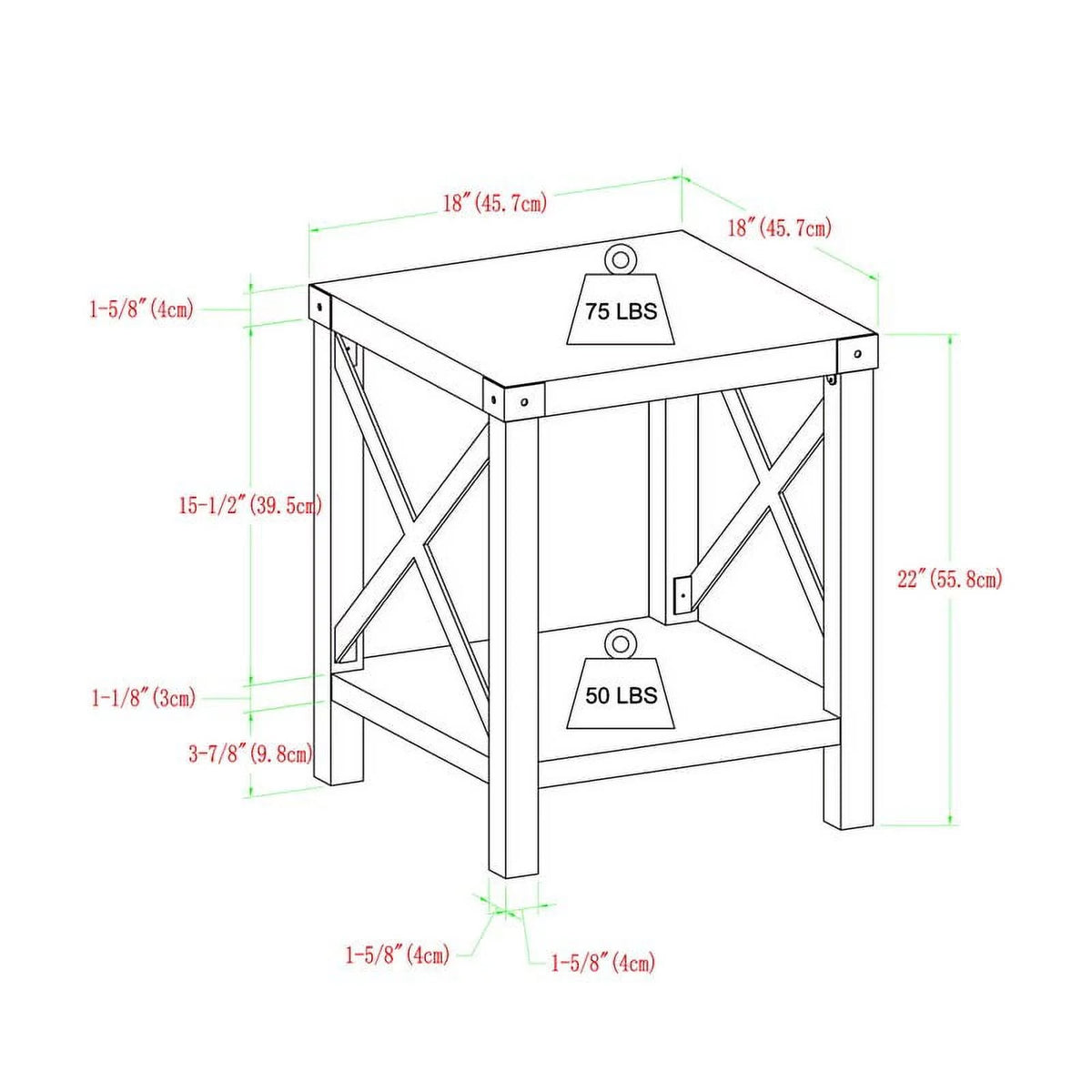 Rustic Oak End Tables with Lower Shelf Set of 2 F4441