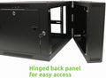 6U Wall-Mount Network Cabinet Enclosure, 600mm Depth, Hinged Back, Swing Gate Server Cabinet, Locks, Reversible Glass Front Door, 2 Fans L9094