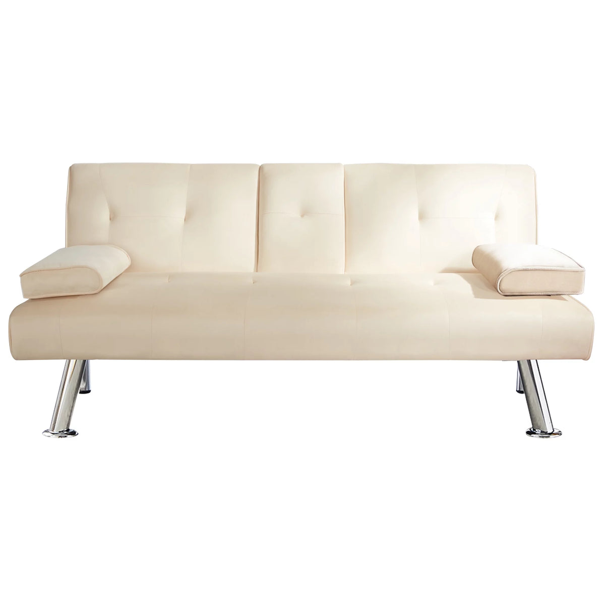 65" Upholstered Folding Futon Sofa Bed Convertible Couch L2263