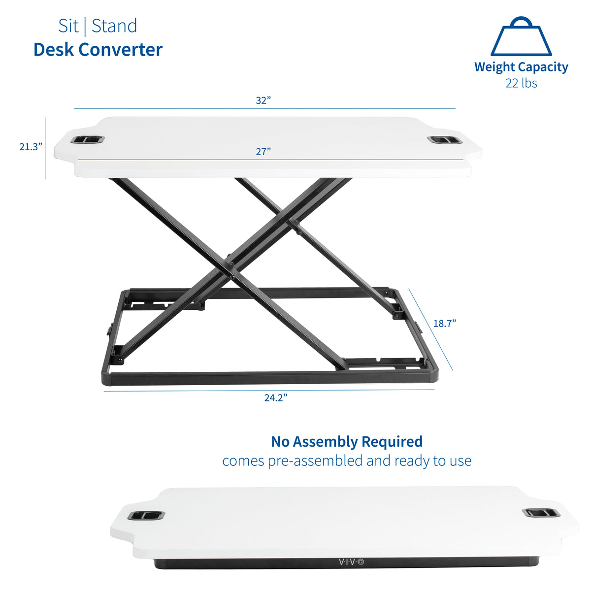 White Height Adjustable Standing Desk Monitor Riser G1559