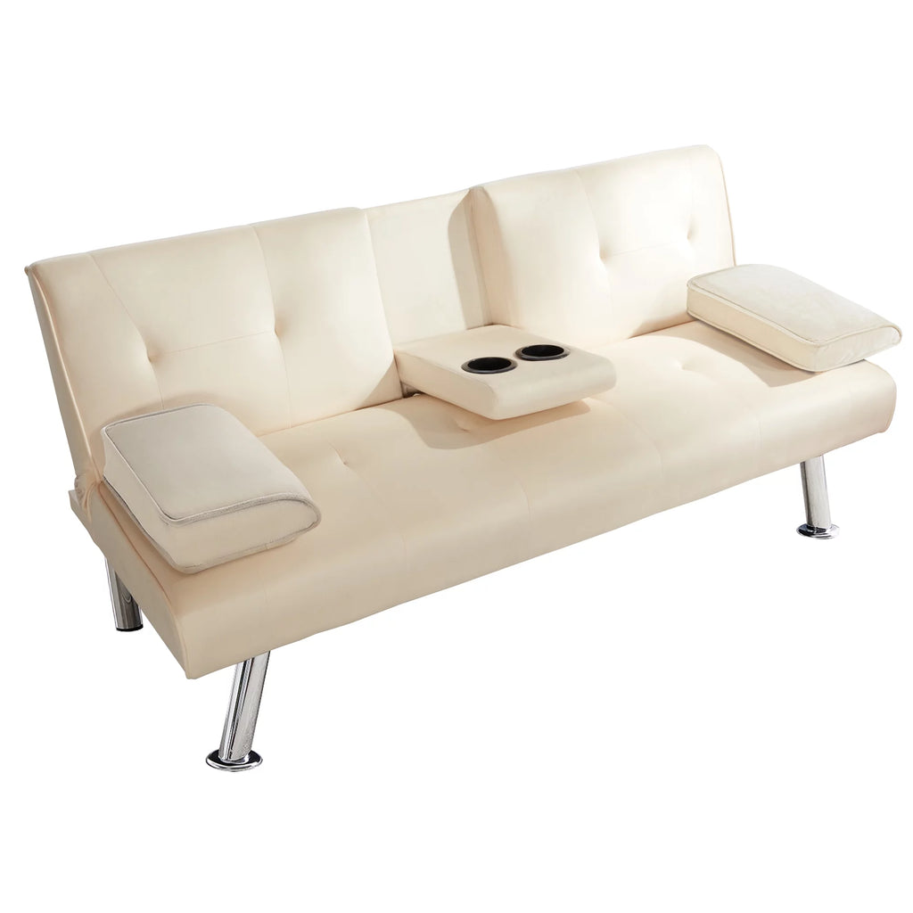 65" Upholstered Folding Futon Sofa Bed Convertible Couch L2263