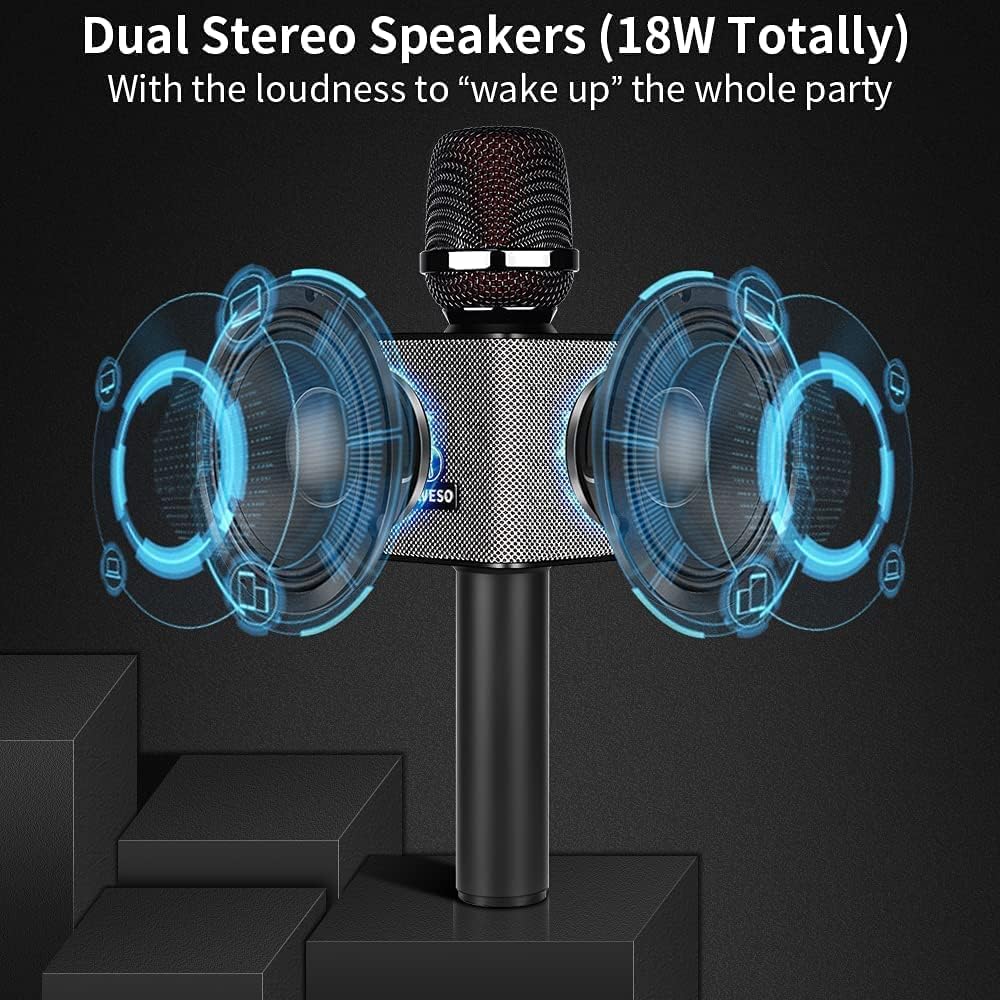Wireless Bluetooth Karaoke Microphone, 3-in-1 Portable Handheld Mic Speaker, 8h Sing F868014