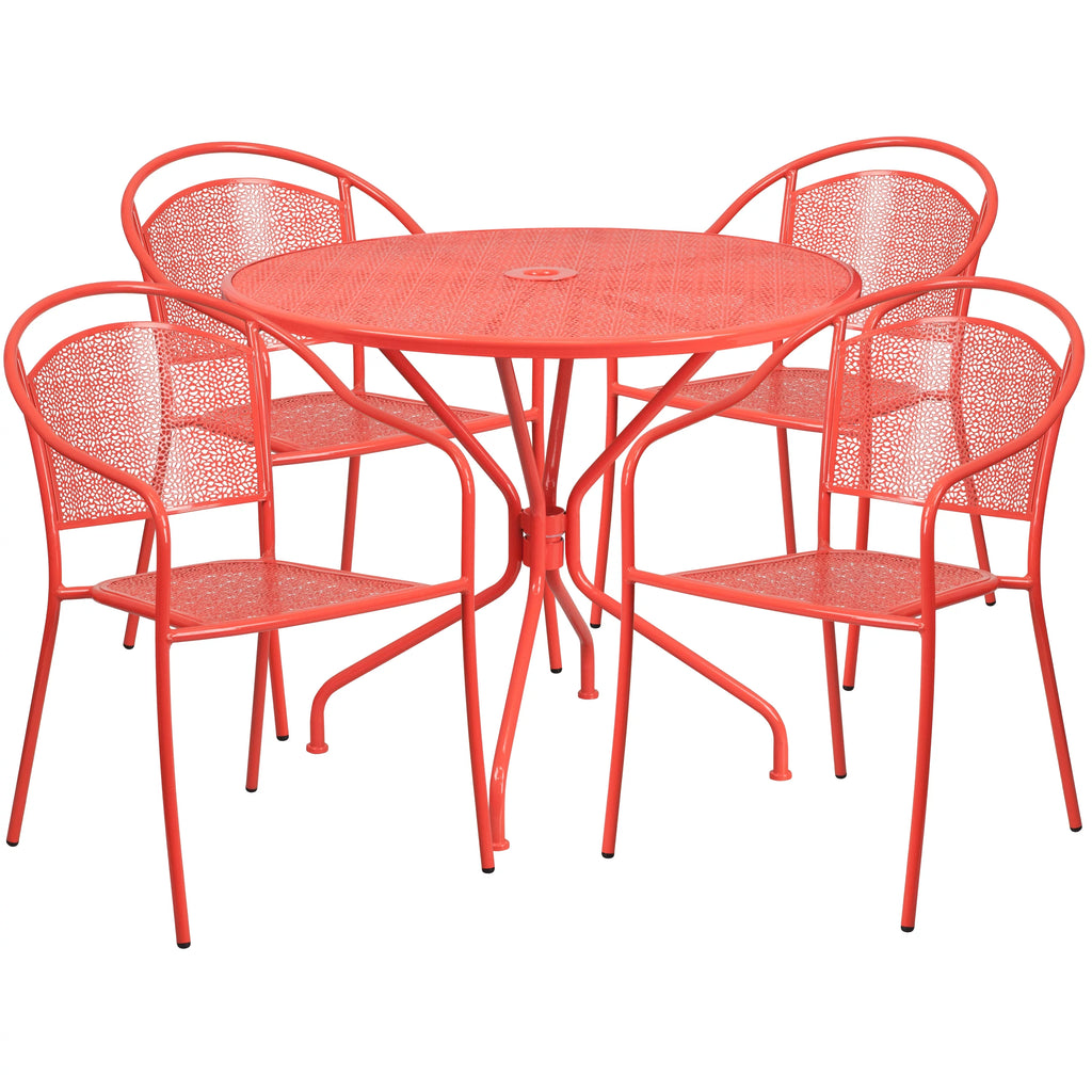 Round Patio Table Set with 4 Round Back Chairs L3117