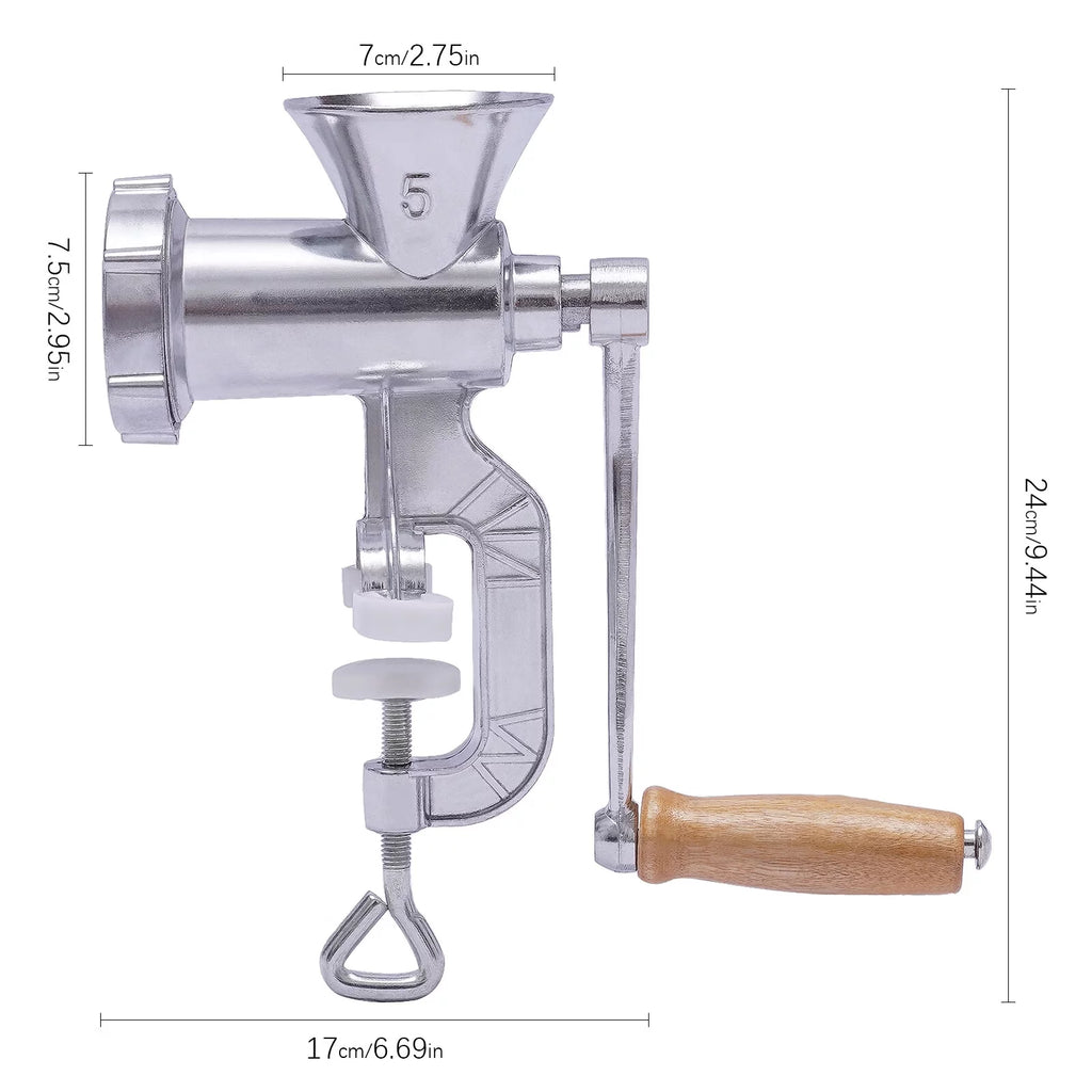 Manual Meat Grinder Aluminum Alloy Food Mincer Sausage Filler Hand Crank Meat Mincer Mixer with Tabletop Clamp D231