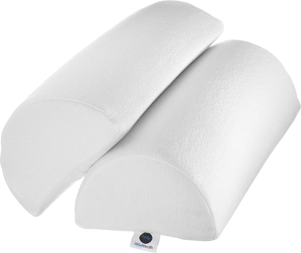 2 Pack XXL Half Moon Bolster Pillow with White Cotton Machine Washable Cover, Premium Memory Foam, 20.5" x 8" x 4.5" T387